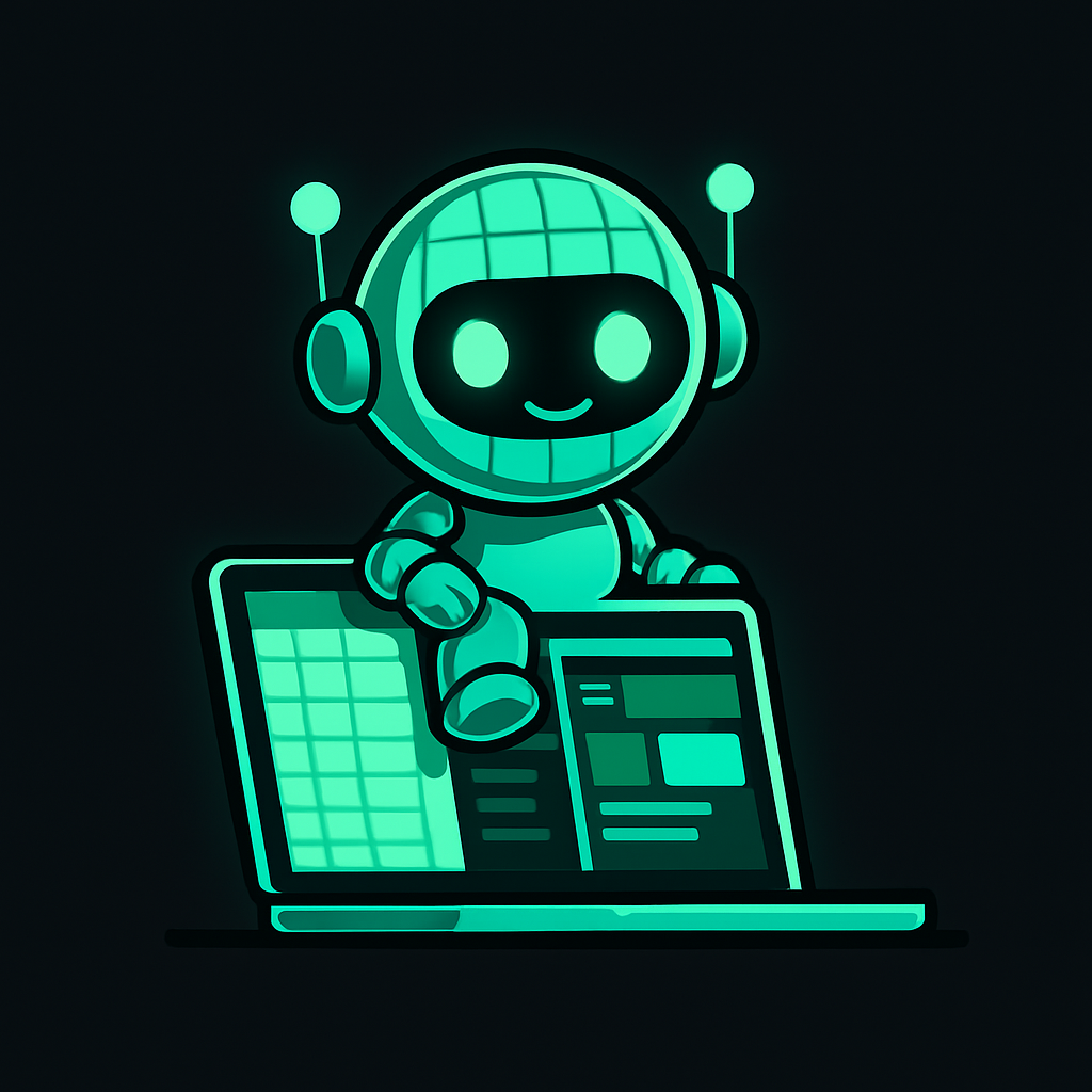 SheetLive mascot — spreadsheet robot